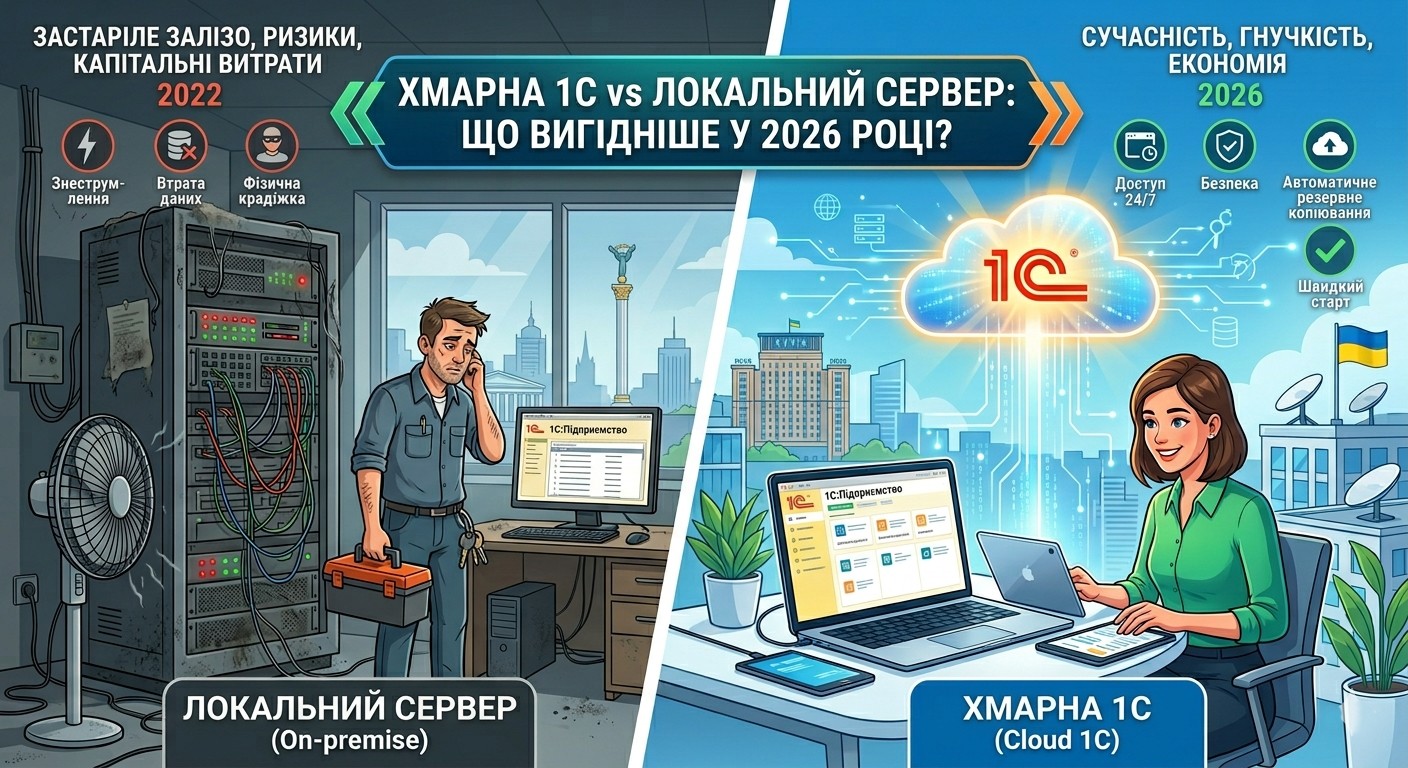 Порівняння 1С хмара або сервер для бізнесу в Україні.