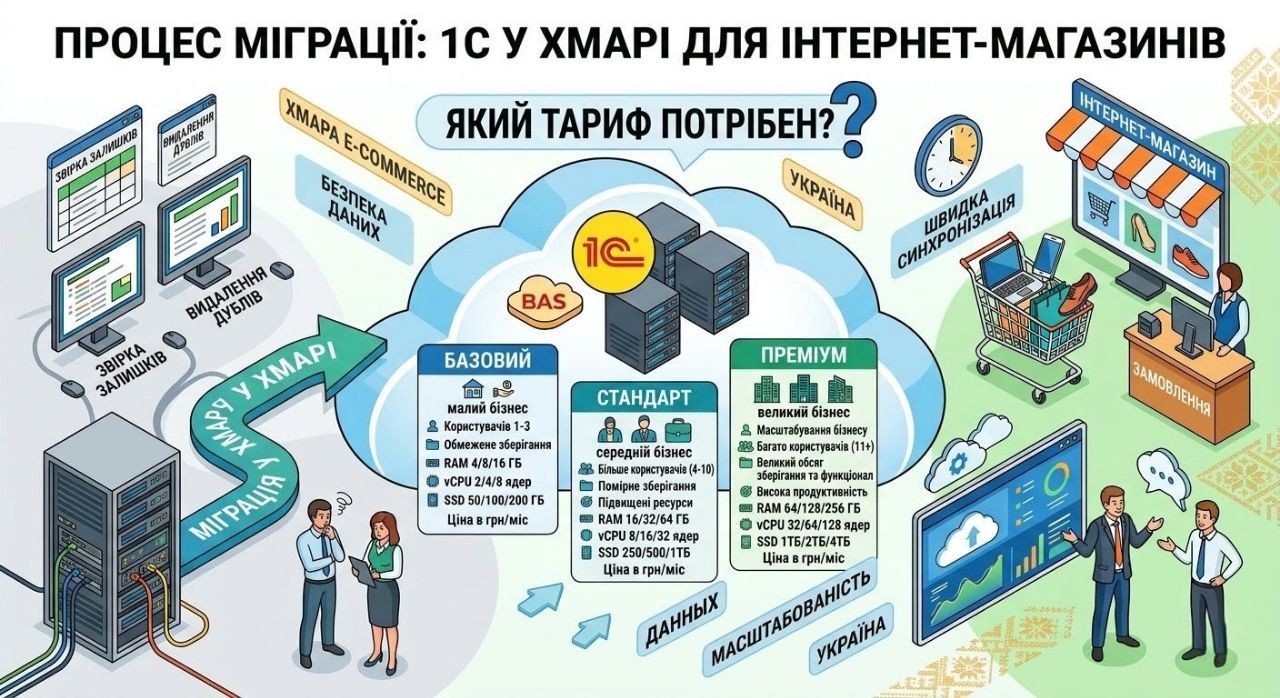 Процес міграції: 1С у хмарі для інтернет-магазину та як вибрати правильний тариф